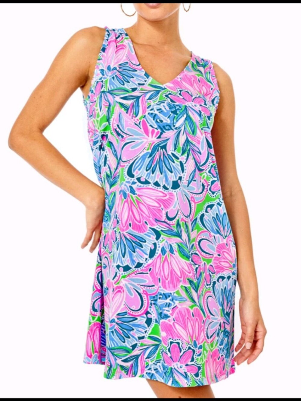 Lilly Pulitzer Aron Swing Dress Gecko Green Tiger Sunrise Sz Small